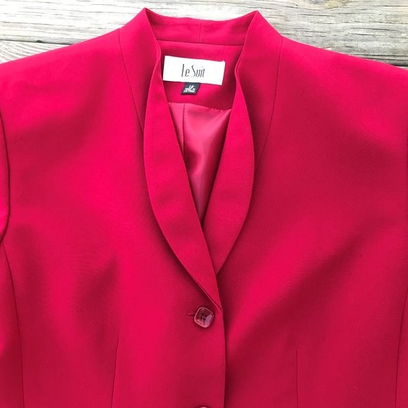 Le Suit Women Blazer Red Three Button Style Ladies - Picture 4 of 8